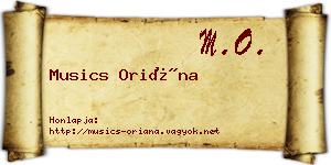 Musics Oriána névjegykártya